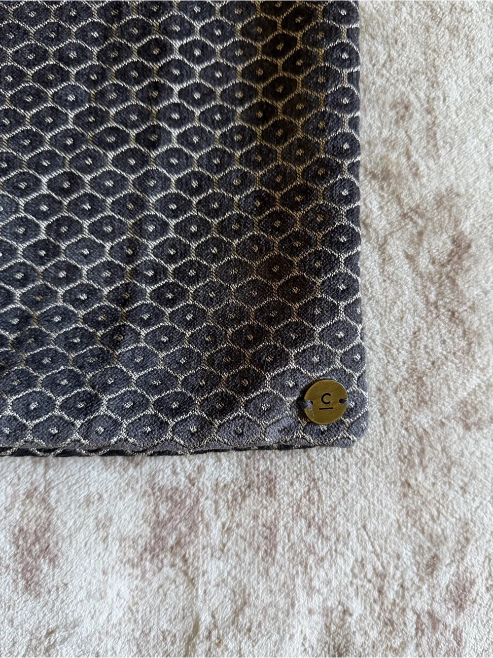 West Elm Honeycomb Jacquard Velvet Pillow Cover 18” Charcoal